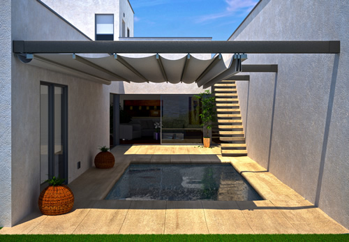 Wall mounted or attached pergolas